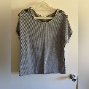 NWOT Black and White Striped Top